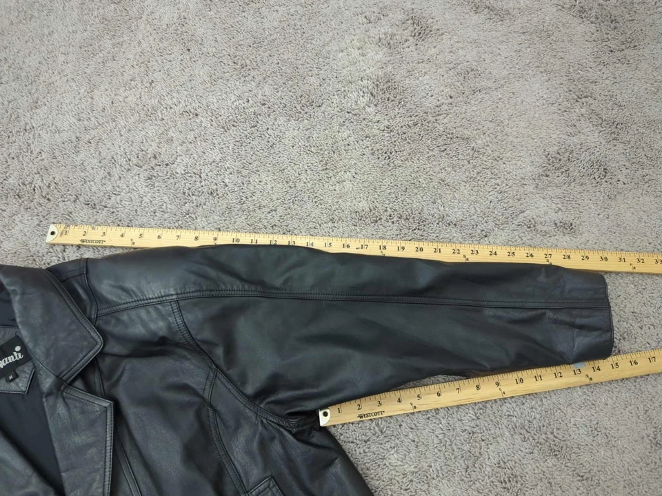 Chaqueta gabardina Avanti para mujer M cuero negro dos botones bolsillos delanteros Foto 4 de 4