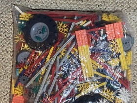 Lot Vintage K'NEX Yellow Box Hard KNEX Carrying Case  filled with pieces parts