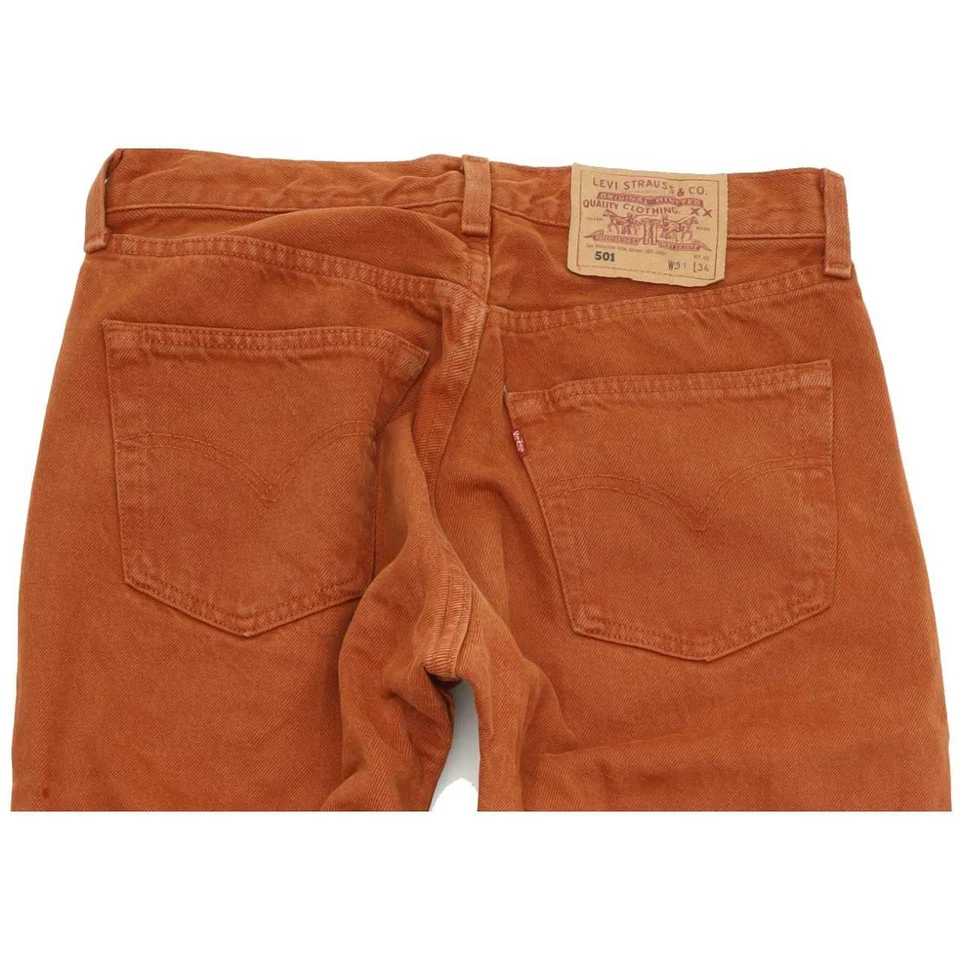 Levi's 501 Made in USA Men Mustard Straight Regular Jeans W31 L34 (81483) - Image 4 of 4