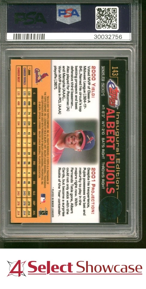 2001 eTOPPS #143 ALBERT PUJOLS RC CARDINALS PSA 10 - Image 2 of 4