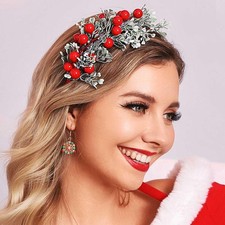 Christmas Headband Red Berry Holiday Accessory For Women Girls