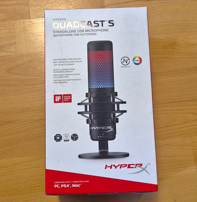 HyperX QuadCast S USB Mikrofon RGB mit Stummtaste freistehend Schwarz