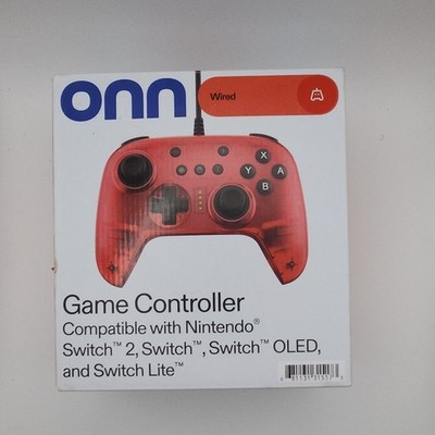onn. Wired Controller Red 10 ft Turbo Vibration for Switch 2/Switch/OLED/Lite