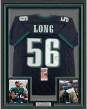 FRAMED Autographed/Signed CHRIS LONG 33x42 Philadelphia Black Jersey JSA COA
