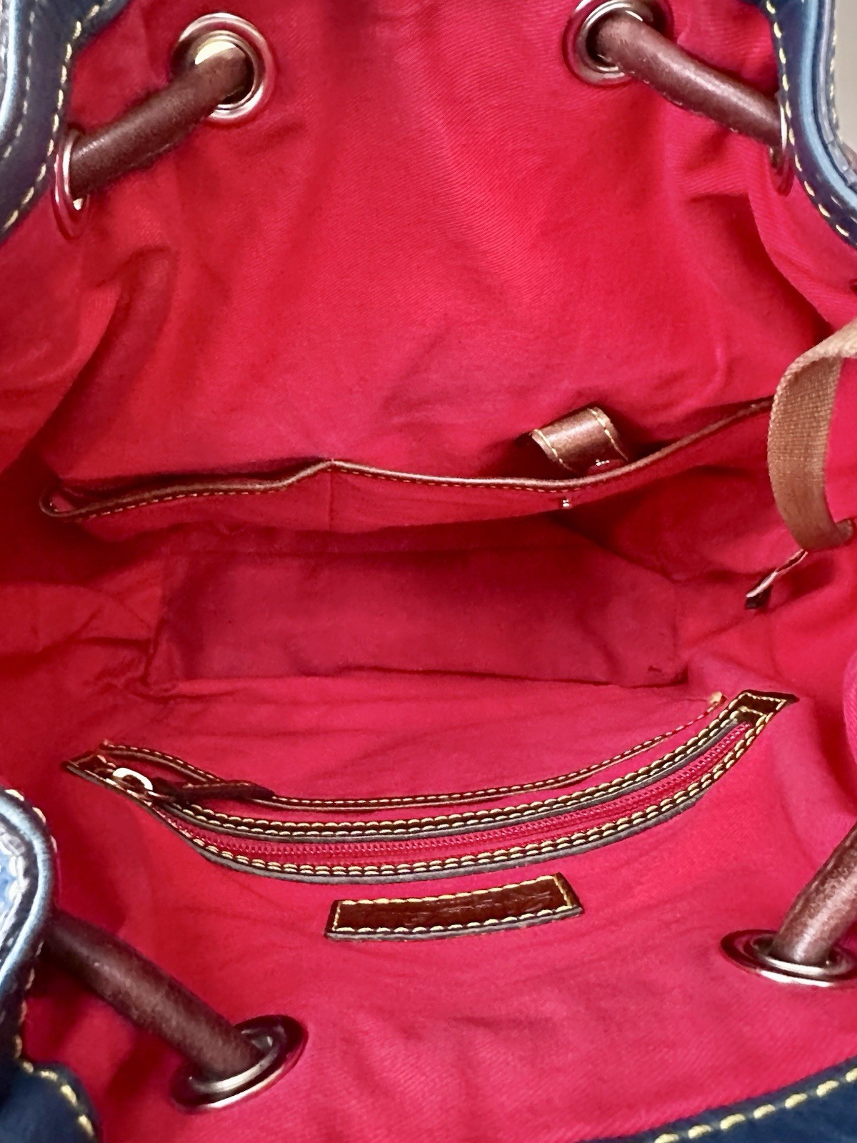 Dooney Bourke Blue Leather Drawstring Bucket Bag - image 20