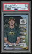 NICK KURTZ 2024 BOWMAN DRAFT NIGHT #BDN-3 REFRACTOR 042/250 PSA 9