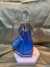 Vintage Stained Glass 9" Angel Votive Candle