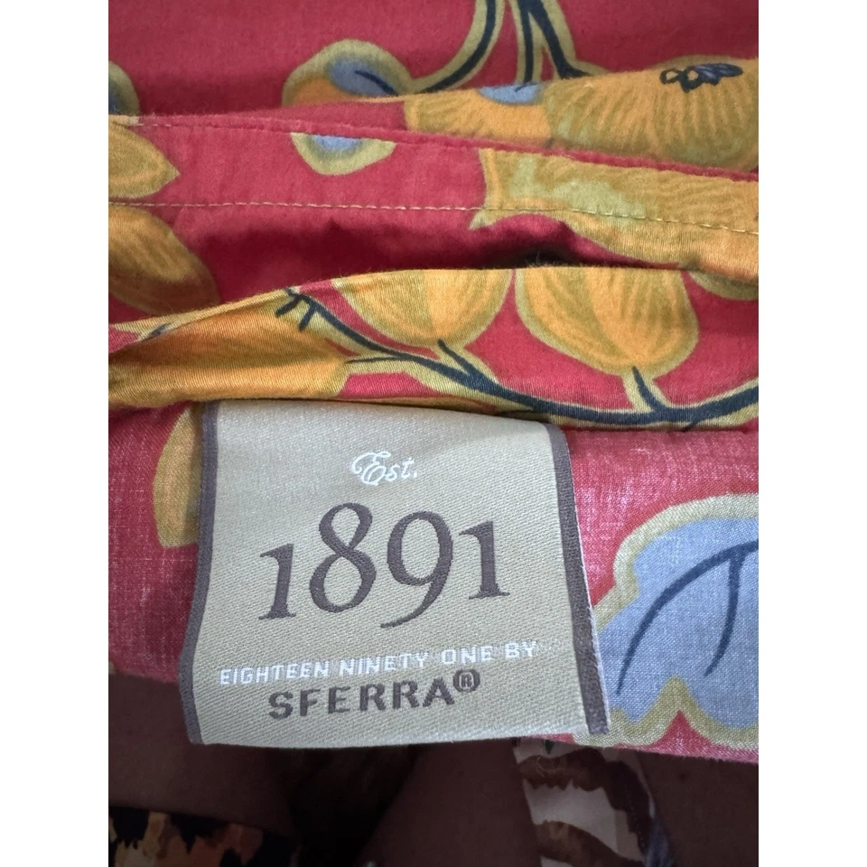 Sferra 1891 Red Floral Queen Sz Duvet Cover 100% Cotton - Image 4 of 4