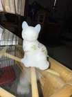 Fenton Hand Painted Cat with floral decoration