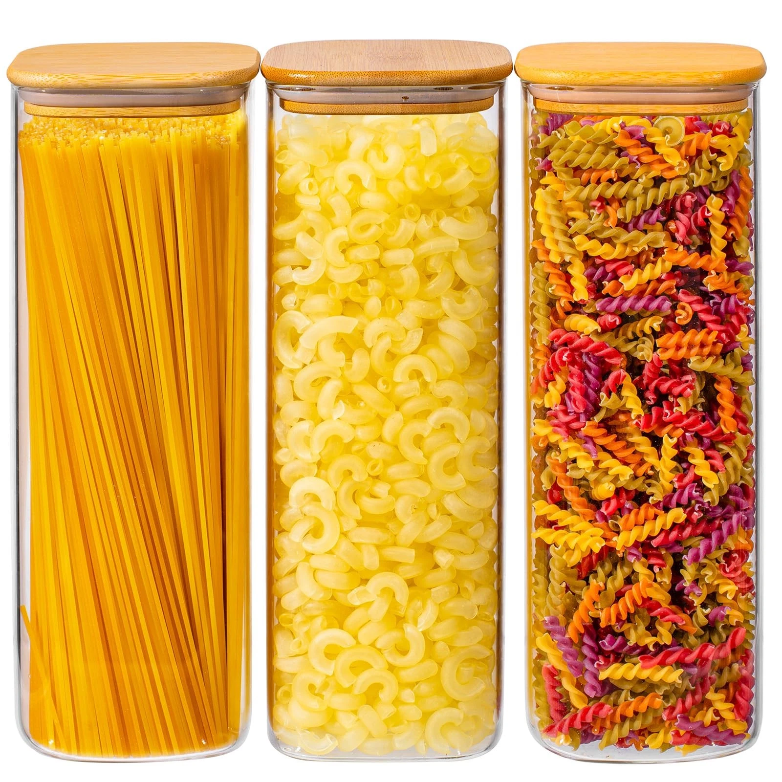 73oz 3PCS Sqaure Spaghetti Pasta Storage Containers with Lids, Pantry Contain...