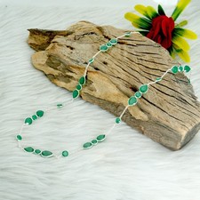 925 Sterling Silver Green Onyx Minimalist necklace handmade Jewelry gift for her