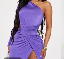 NWT Women's Fashion Nova One Shoulder Ruched Midi Dress Size Large L Spandex