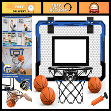 Mini Basketball Hoop Over Door Indoor Set with 3 Balls Inflator - Fun Gift for