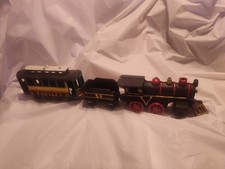 Vintage Cast Iron Train Steam Locomotive Coal car Passenger 17.5" Total Length