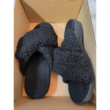 Vionic Relax II Women's Black Shearling Slide Slippers Size 10 M NWB Orthotic