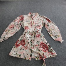 Mare X Anthropologie Dress Womens XS Pink Floral Shirt Mini Belted Long Sleeve