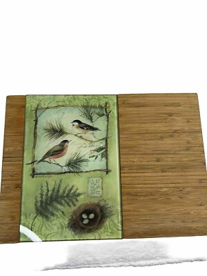 Susan Winget Glass Cheeseboard Charcuterie Birds /nest Design  15 X 10