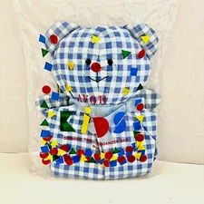Avon Gingham Teddy Bear Organizer Bag Blue Baby Boy Decor Nursery Vintage New