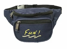 10 Pk Yens 3 Zippered Fanny Pack w/ Fun Logo, Navy Blue