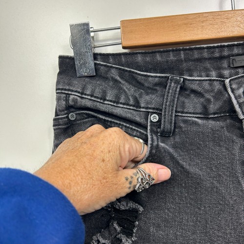 Absent Mens Denim Shorts Size 30 Black Distressed Cut Off Raw Hem - Bild 2 von 7