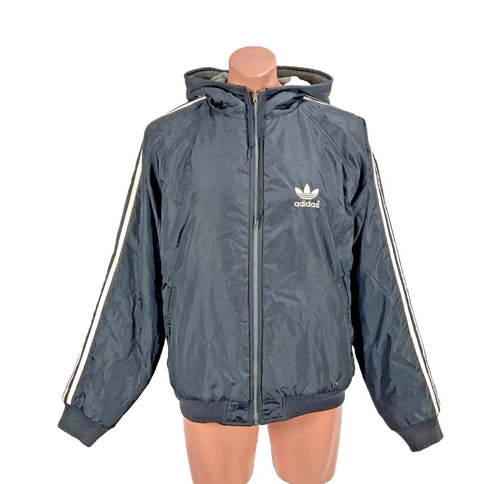 Vintage 90s Adidas Insulated Hooded Black Jacket Reversible Parka sz L y2k - Image 3 of 4