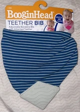 New W/ Tags BOOGIN HEAD Baby Bandanna BIB W/ Attached TEETHER Catch Drool Infant
