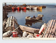 Postcard Lobster Fisherman His Boats And Traps Canada