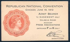 1912 Republican National Convention Ticket, Basement, William H. Taft