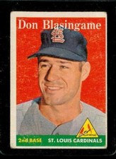 Vintage BASEBALL Card TOPPS 1958 #199 DON BLASINGAME St Louis Cardinals 2nd Base