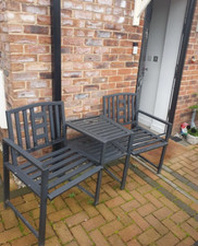 Metal Garden Loveseat Outdoor Patio Furniture 2 Seater Companion Table Bench