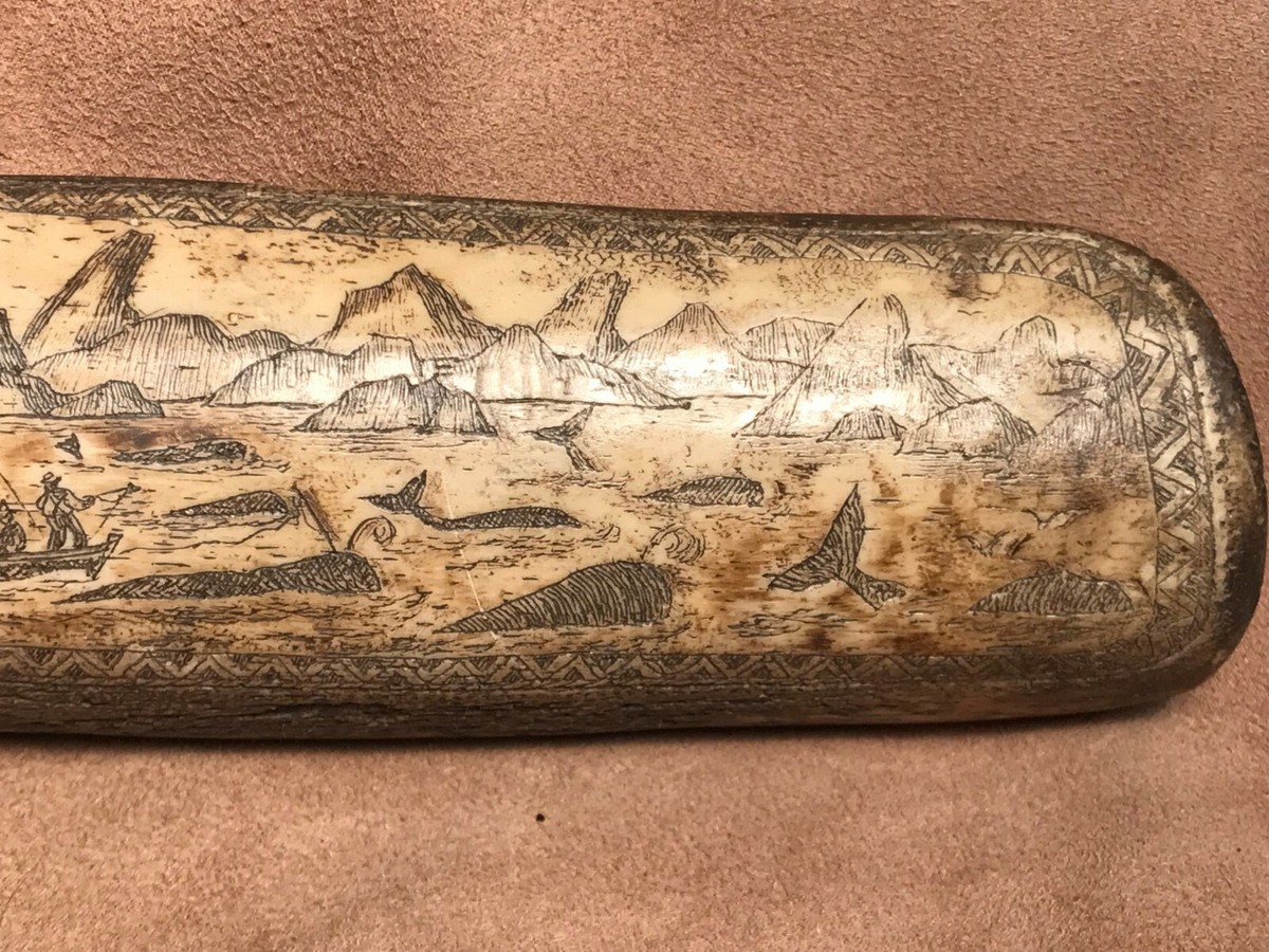 Fine scrimshaw resin faux of 18th C. whale hunting scene resin whale bone 16" | eBay Fine scrimshaw resin faux of 18th C. whale hunting scene resin whale bone 16" | eBay