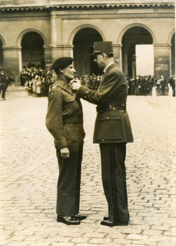 Paris, General de Gaulle decorates the marshal montgomery vintage silver print,