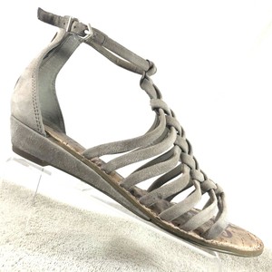 grey suede back strap sandals