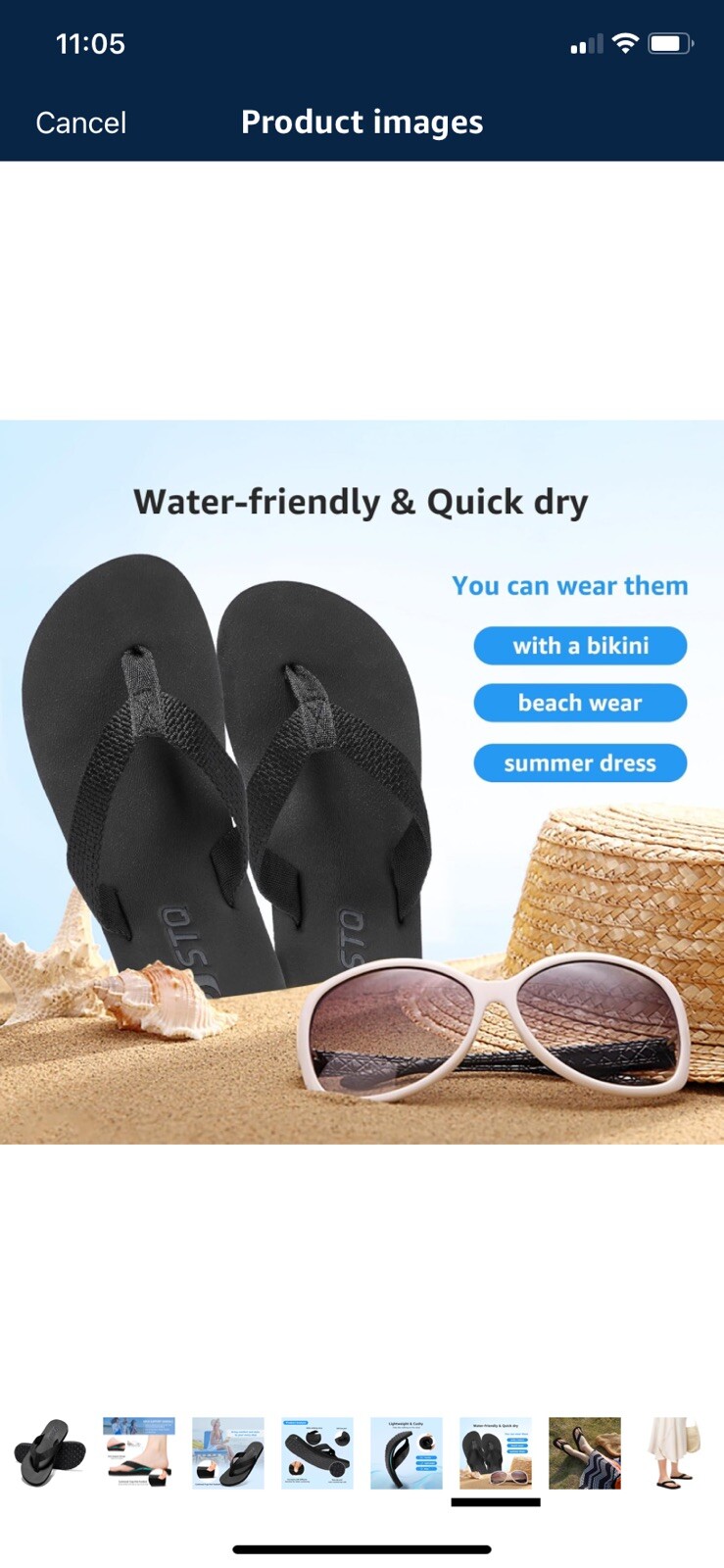 STQ Womens Lightweight Summer Flip Flops Soft Beach Sandals Size 9