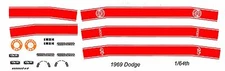 1969 DODGE Charger 500 - R/T - Super Bee Red 1/64th HO Slot Car Decals
