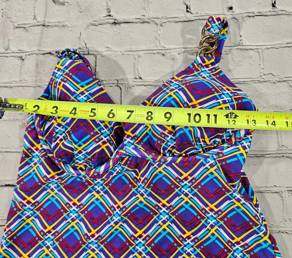 Catalina MUJER TALLA 34/36 B/C Azul Rojo Amarillo Rayas Tankini Top Foto 4 de 4