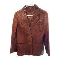 Women’s Skin Gear Vintage Genuine Leather Blazer Jacket. Size Medium
