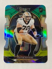 Trevor Penning 2022 Panini Select Rookie Card RC #29 Die Cut Green Yellow Saints