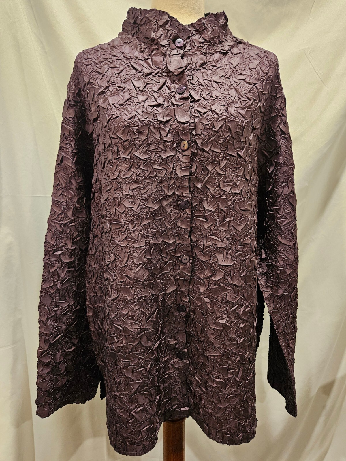 Textured Purple Button Front Jacket - image 1