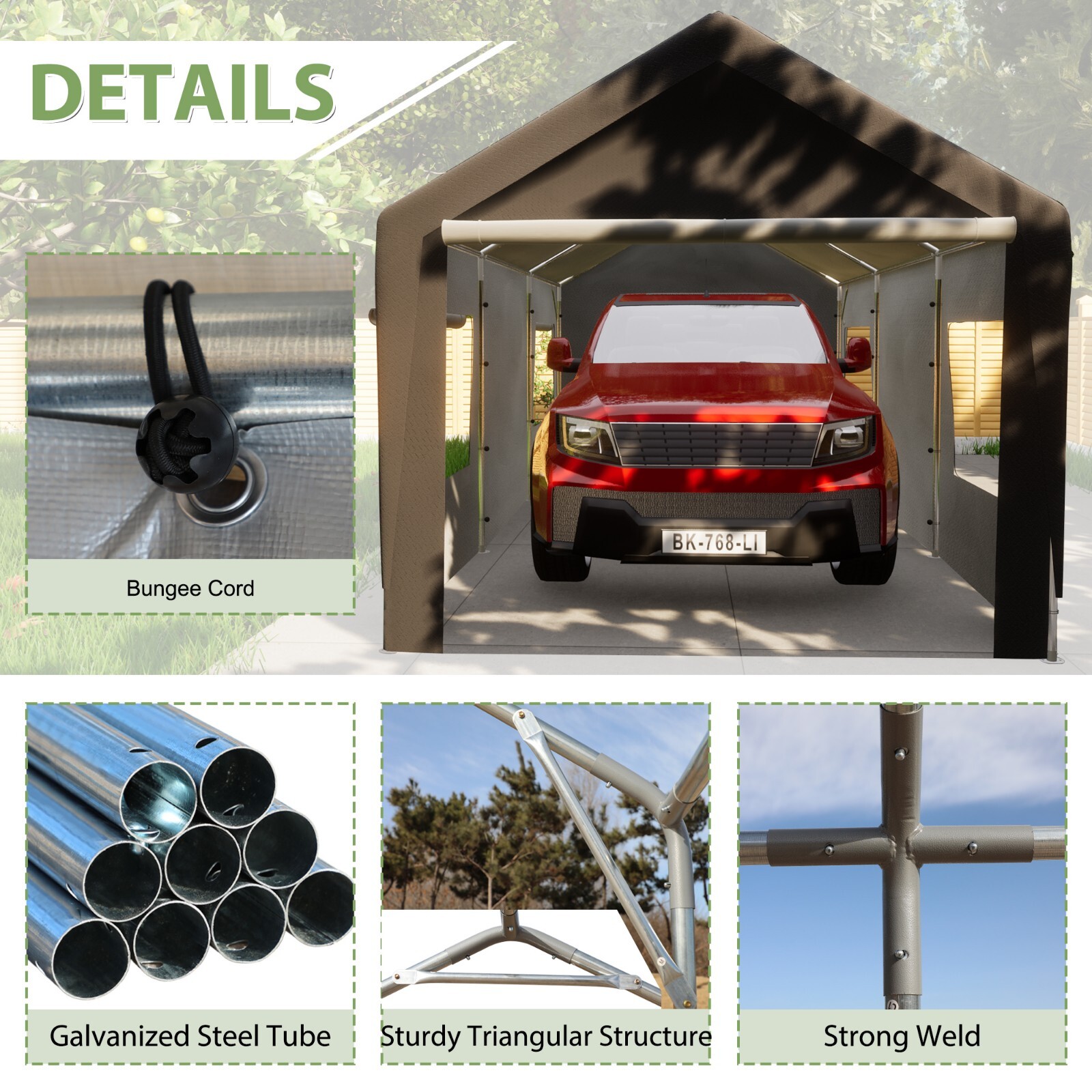 10x20ft Outdoor Heavy Duty Carport Canopy Garage Car Shelter Shed
