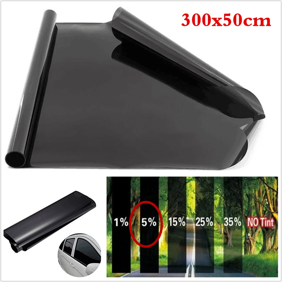 Professional 50cmx300cm Black Auto Car Glass Window Tint Shade Film VLT 5% Roll - Изображение 2 из 4
