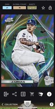 Topps Bunt Fire Cosmic Chrome 22 Julio Urias Legend Limited 10cc. Black Base S1