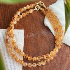 Natural Citrine Round Gemstone Beads Healing Balance Necklace Women Men 6/8/10mm