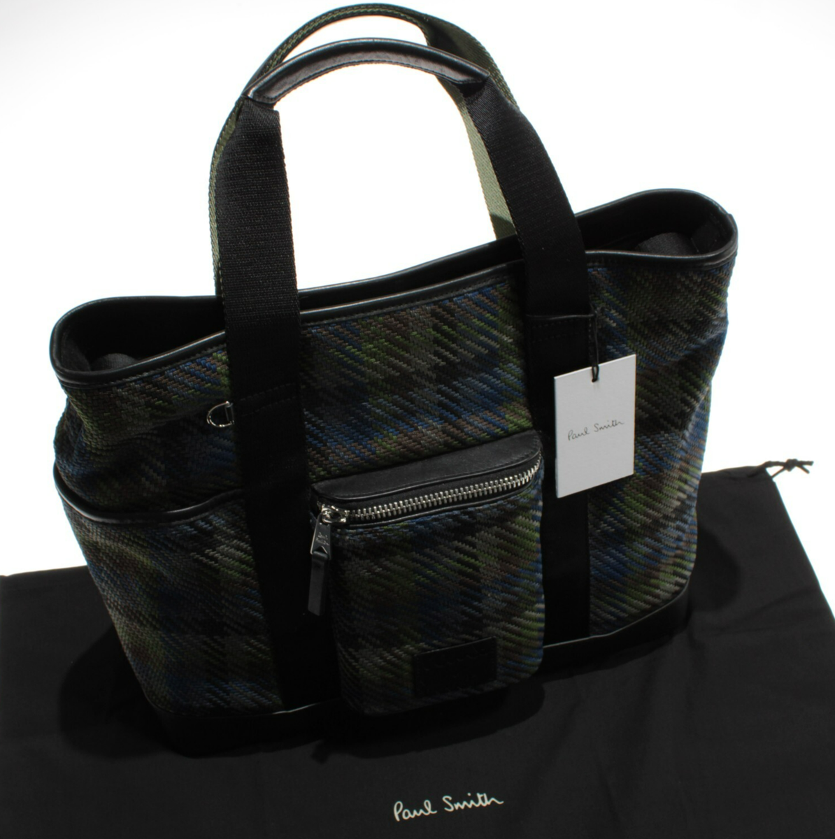 Paul Smith NWD Woven Tote Bag w/ Strap in Green / Blue