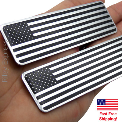 2x ALUMINUM American Flag Decal Sticker Emblem 4.12