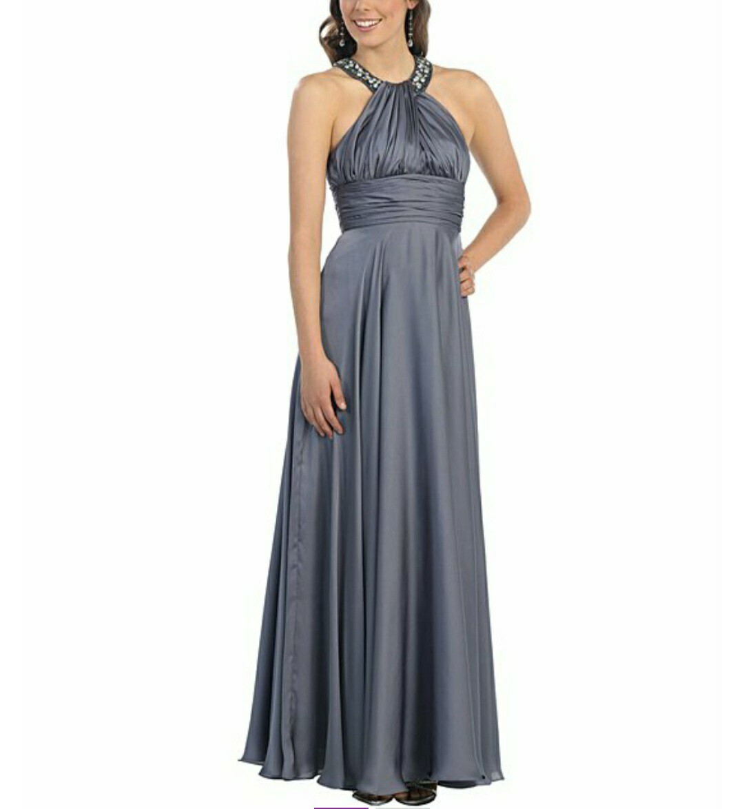 MAYQUEEN Silver/Grey Satin Gown, Size 10, RRP160 Rhinestone Halter Prom  Dress | eBay