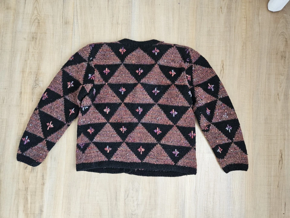 🦙S Suéter Multicolor Conexión Peruana Tejido Nubby 100% Lana Merino Tejido a Mano Foto 3 de 4