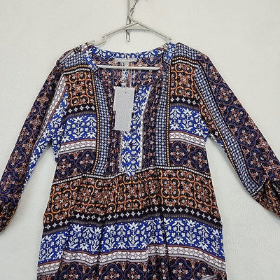 Daniel Rainn Bilson Pleat Top Women's M BoHo Blouse Hipster Tunic Hobo Peasant