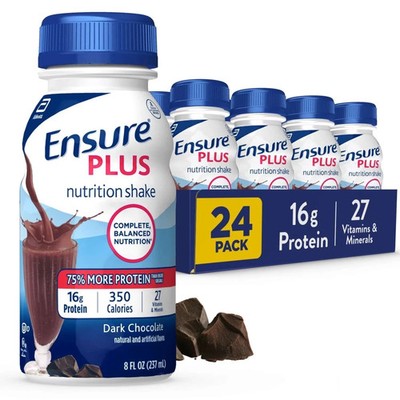 Ensure Plus Meal Replacement Nutrition Shake, Dark Chocolate, 16g Protein, 8 fl