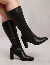 Where's That From Aubépine Mollet Large Bottes Hauteur Genou en Noir 6 E (f1057)